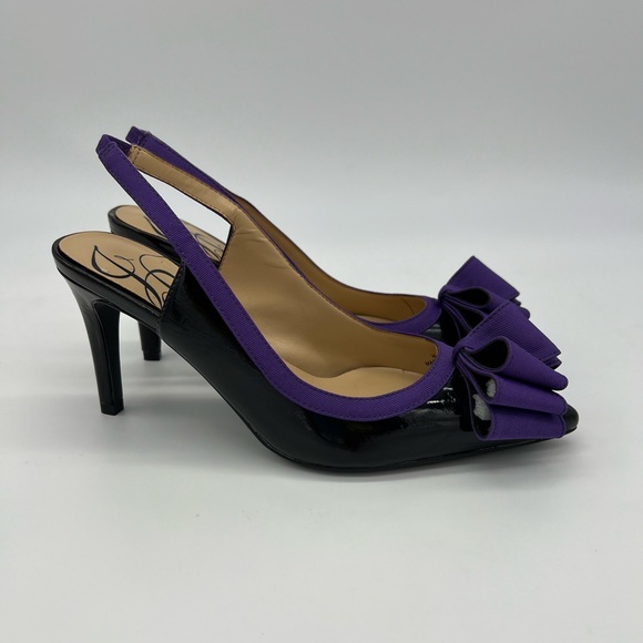 J.Renee Shoes - J Renee Marva Slingback Size 7 M Black Patent Leather Purple Bow